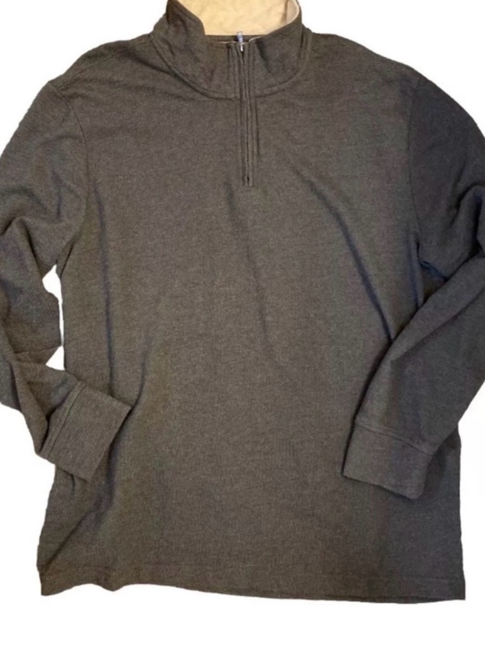 St John's Bay Heather Knit Sweater Men Size XXL Gray Long Sleeve 1/4 Zip